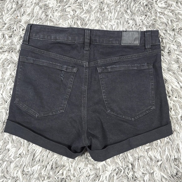 Aeropostale Shorts Womens 10 Black High Rise Midi 3 Inch Distressed Denim New - Picture 4 of 6